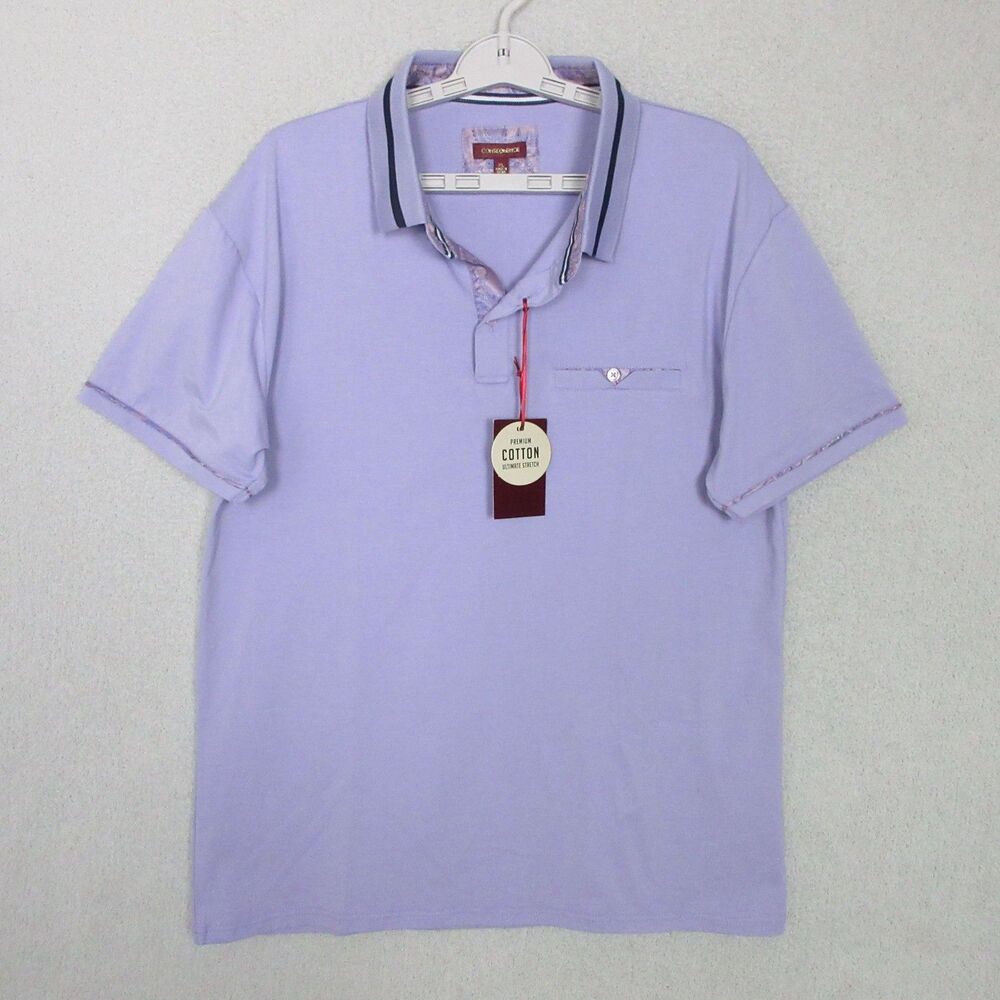Consequence‎ Polo Shirt Mens XL Lilac Short Sleeve Premium Stretch Cotton Pocket